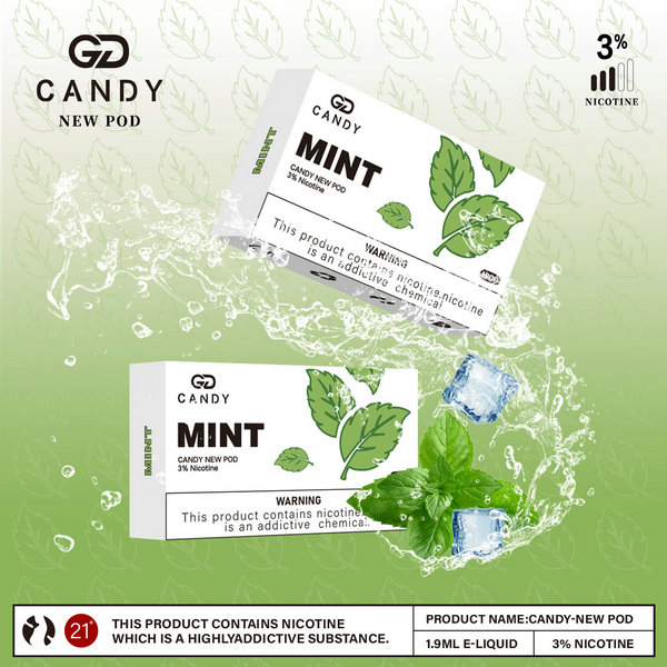 Candy 煙彈 薄荷口味一次性煙彈 1.9ml/顆、每盒3顆裝 適配Relx 4代/5代煙桿
