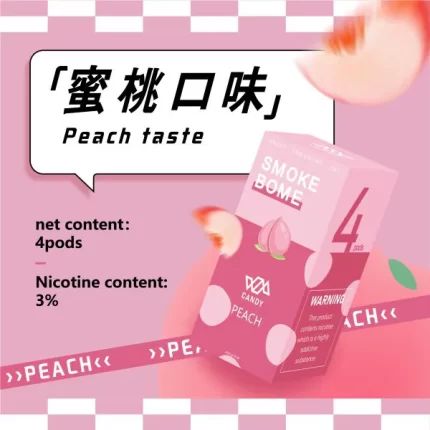 Candy煙彈 蜜桃口味 3%濃度 3ml/顆、每盒4顆裝 適配於Relx 1代一次性煙彈
