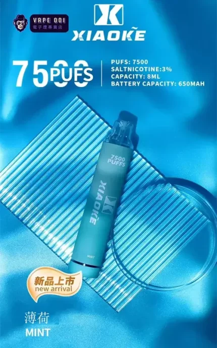 【薄荷】梟客一次性 7500口 電子煙推薦 炫酷發光 重複式充電 三天到貨